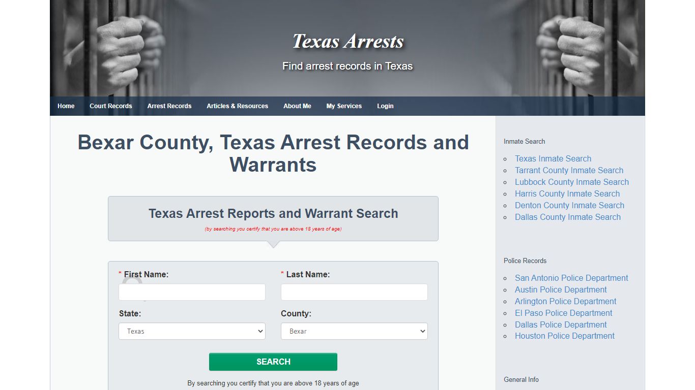 Bexar County, Texas Arrest Records and Warrants